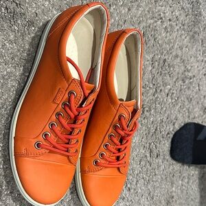 Ecco Women’s  Bright Orange Leather Sneakers